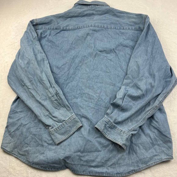 Corvalis Oregon Outback Rider 2XL Denim Button Up Polo Shirt Men Blue Cotton XXL - Picture 5 of 7